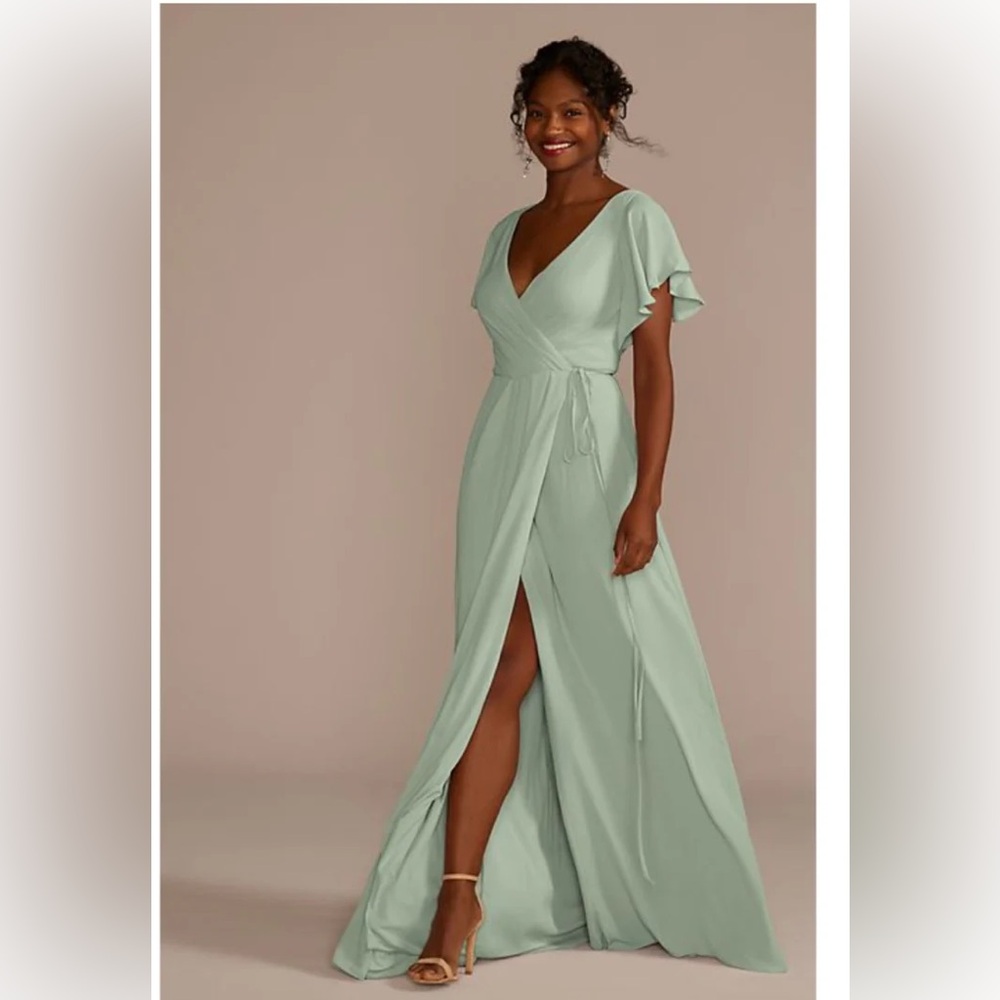 David’s Bridal - Bridesmaid Mint Green Wrap Dress